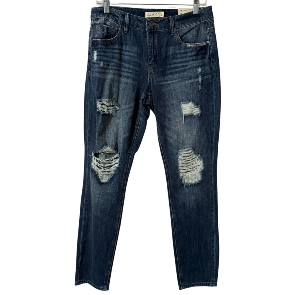 NWT Unpublished Piper Girlfriend Slouchy/Slim Combo Crop Jeans Distressed Denim